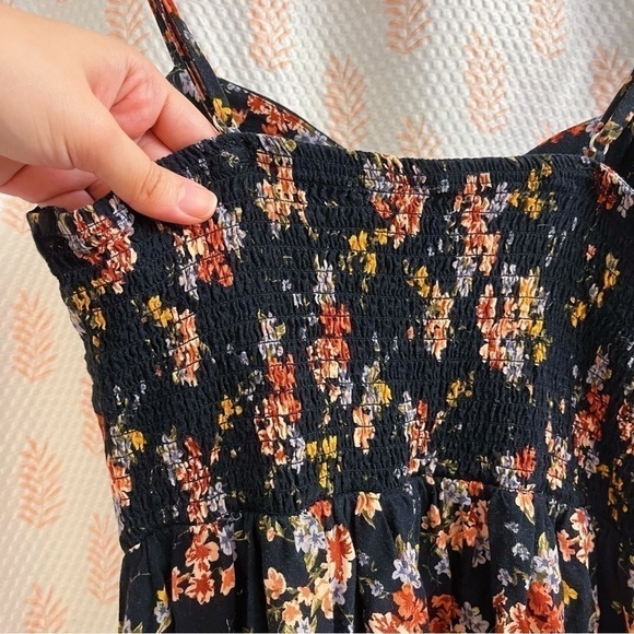 New Look Mini Dress Womens S Black Floral Spaghetti Strap Sweetheart Cute Chic - Picture 6 of 11